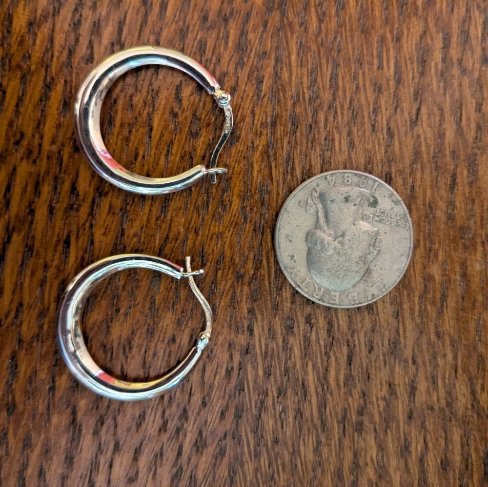 Elegant Sterling Silver Hoop Earrings - Picture 3 of 4